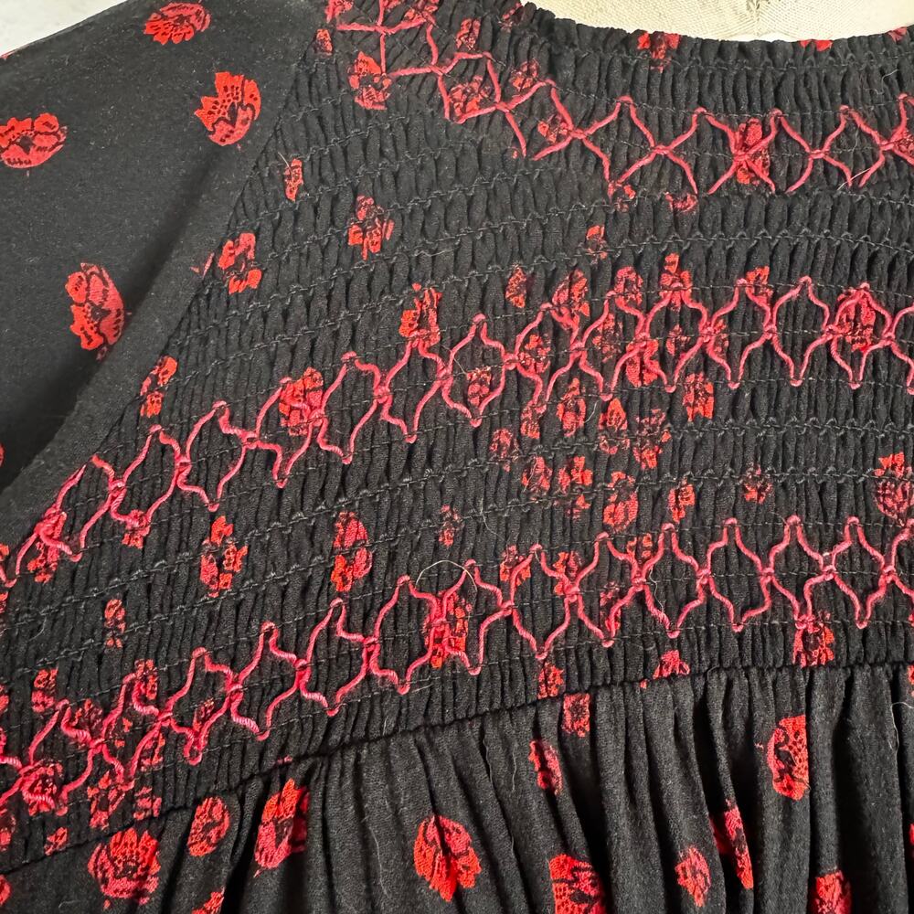 Free People | Smocked Floral Mini Dress, Size Large - Picture 6 of 10